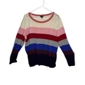 Talbots women's 2x sweater knit lightweight striped zipper detail comfortable